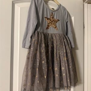 Zunie Grey Dress with sparkly Gold Star Design